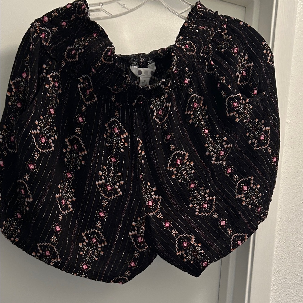 Floral Black and Pink Women's Top